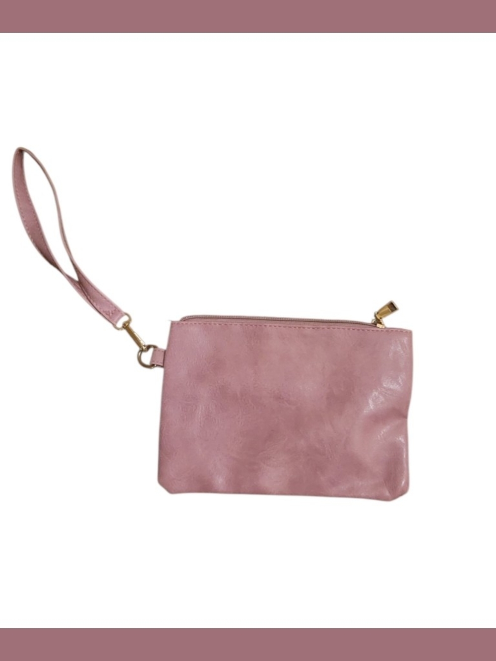 Soft Pink Wristlet Clutch with Detachable Strap